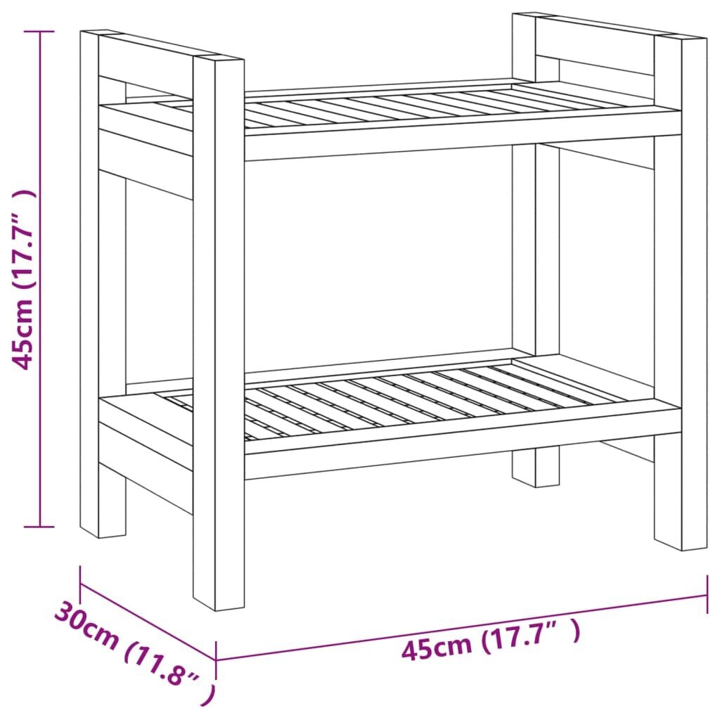 vidaXL dušipink, 45 x 30 x 45 cm, tiikpuu hind ja info | Vannitoa sisustuselemendid ja aksessuaarid | kaup24.ee