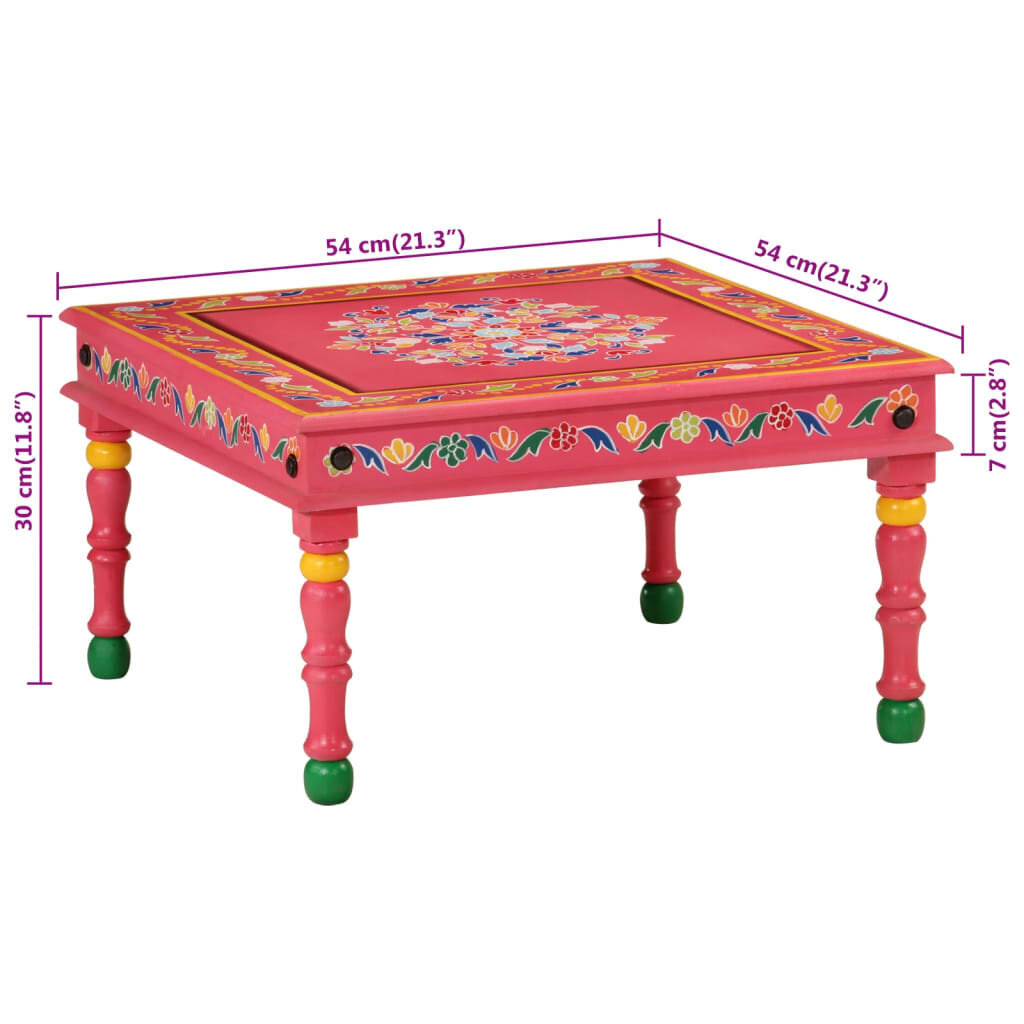 vidaXL kohvilaud, roosa, käsitsi maalitud, mangopuit hind ja info | Diivanilauad | kaup24.ee