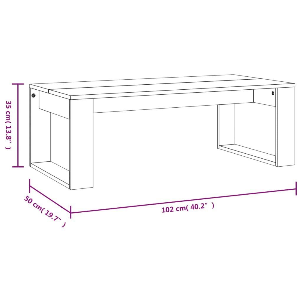 vidaXL kohvilaud, Sonoma tamm, 102 x 50 x 35 cm, tehispuit hind ja info | Diivanilauad | kaup24.ee