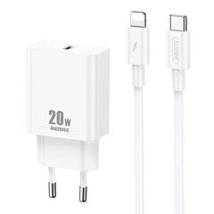 Wall charger Remax, RP-U5, USB-C, 20W (white) + Lightning cable цена и информация | Зарядные устройства для телефонов | kaup24.ee