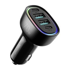 Joyroom JR-CL29 car charger, 2x USB-C PD, 2x USB 70W (black) цена и информация | Зарядные устройства для телефонов | kaup24.ee