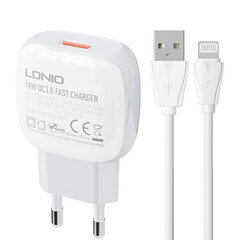 LDNIO Сетевое зарядное устройство LDNIO A1307Q 18 Вт + кабель USB-C цена и информация | Зарядные устройства для телефонов | kaup24.ee