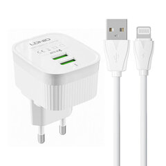 LDNIO Сетевое зарядное устройство LDNIO A201 2USB + кабель USB-C цена и информация | Зарядные устройства для телефонов | kaup24.ee