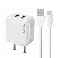LDNIO Сетевое зарядное устройство LDNIO A2201 2USB + кабель USB-C цена и информация | Зарядные устройства для телефонов | kaup24.ee