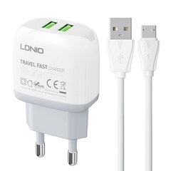 LDNIO Сетевое зарядное устройство LDNIO A2219 2USB + кабель MicroUSB цена и информация | Зарядные устройства для телефонов | kaup24.ee