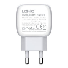 Зарядное устройство для телефона LDNIO A2313C, USB + USB-C, PD + QC 3.0, 20 Вт (white) цена и информация | Зарядные устройства для телефонов | kaup24.ee
