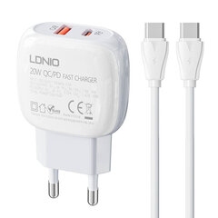 Зарядное устройство для телефона LDNIO A2313C, USB + USB-C, PD + QC 3.0, 20 Вт (white) цена и информация | Зарядные устройства для телефонов | kaup24.ee