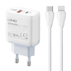 Wall charger  LDNIO A2421C USB, USB-C 22.5W + Lightning cable цена и информация | Зарядные устройства для телефонов | kaup24.ee