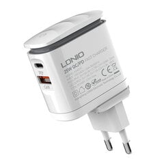 Зарядное устройство для телефона LDNIO A2423C, USB + USB-C, PD + QC 3.0, 25 Вт (white) цена и информация | Зарядные устройства для телефонов | kaup24.ee