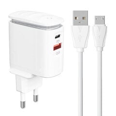 Зарядное устройство для телефона LDNIO A2423C, USB + USB-C, PD + QC 3.0, 25 Вт (white) цена и информация | Зарядные устройства для телефонов | kaup24.ee