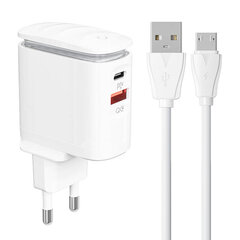 LDNIO Сетевое зарядное устройство LDNIO A2423C USB, кабель USB-C + MicroUSB цена и информация | Зарядные устройства для телефонов | kaup24.ee