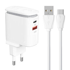 LDNIO Сетевое зарядное устройство LDNIO A2423C USB, USB-C + USB-C — кабель USB-C цена и информация | Зарядные устройства для телефонов | kaup24.ee