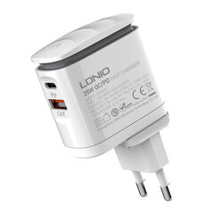 LDNIO Сетевое зарядное устройство LDNIO A2423C USB, USB-C + USB-C — кабель USB-C цена и информация | Зарядные устройства для телефонов | kaup24.ee
