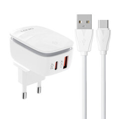 LDNIO Сетевое зарядное устройство LDNIO A2425C USB, USB-C + USB-C — кабель USB-C цена и информация | Зарядные устройства для телефонов | kaup24.ee