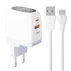 LDNIO Сетевое зарядное устройство LDNIO A2522C USB, USB-C 30 Вт + USB-C — кабель USB-C цена и информация | Зарядные устройства для телефонов | kaup24.ee