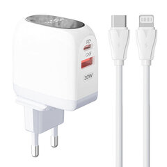 LDNIO Сетевое зарядное устройство LDNIO A2522C USB, USB-C 30 Вт + USB-C — кабель USB-C цена и информация | Зарядные устройства для телефонов | kaup24.ee