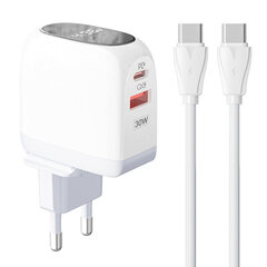 LDNIO Сетевое зарядное устройство LDNIO A2522C USB, USB-C 30 Вт + USB-C — кабель USB-C цена и информация | Зарядные устройства для телефонов | kaup24.ee