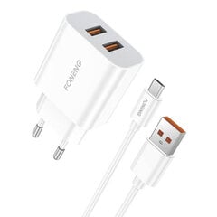Foneng Двойное зарядное устройство USB Foneng EU45 Type-C цена и информация | Зарядные устройства для телефонов | kaup24.ee