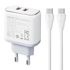 LDNIO Сетевое зарядное устройство LDNIO A2528C 2USB-C 35 Вт + USB-C — кабель USB-C цена и информация | Зарядные устройства для телефонов | kaup24.ee