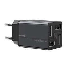 Wall charger Remax, RP-U43, 4x USB, 3.4A (black) цена и информация | Зарядные устройства для телефонов | kaup24.ee