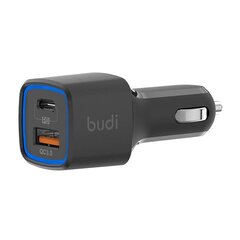 Budi LED Car Charger, USB + USB-C, 18W, PD + QC 3.0 (Black) цена и информация | Зарядные устройства для телефонов | kaup24.ee