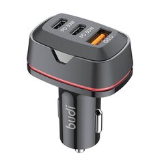 Budi car charger, USB + 2x USB-C, 60W, PD + QC (black) цена и информация | Зарядные устройства для телефонов | kaup24.ee