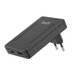 Budi universal wall charger, USB + USB-C, PD 65W + EU|UK|US|AU adapters (black) цена и информация | Зарядные устройства для телефонов | kaup24.ee