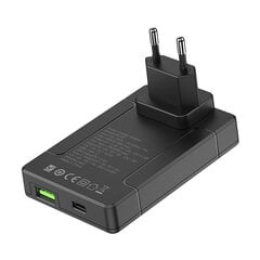 Budi universal wall charger, USB + USB-C, PD 65W + EU|UK|US|AU adapters (black) цена и информация | Зарядные устройства для телефонов | kaup24.ee