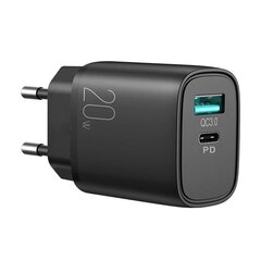 Сетевая зарядка Joyroom L-QP2011 USB/Type-C PD+QC3.0 20Вт, черная цена и информация | Зарядные устройства для телефонов | kaup24.ee