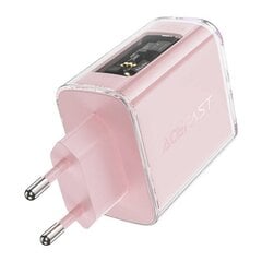 Зарядное устройство GaN Acefast A45 мощностью до 65 Вт с 3 портами: USB и 2 x USB C (фиолетовое) цена и информация | Зарядные устройства для телефонов | kaup24.ee