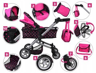 Jokomisiada 4 в 1 коляска для кукол, розовая цена и информация | Игрушки для девочек | kaup24.ee