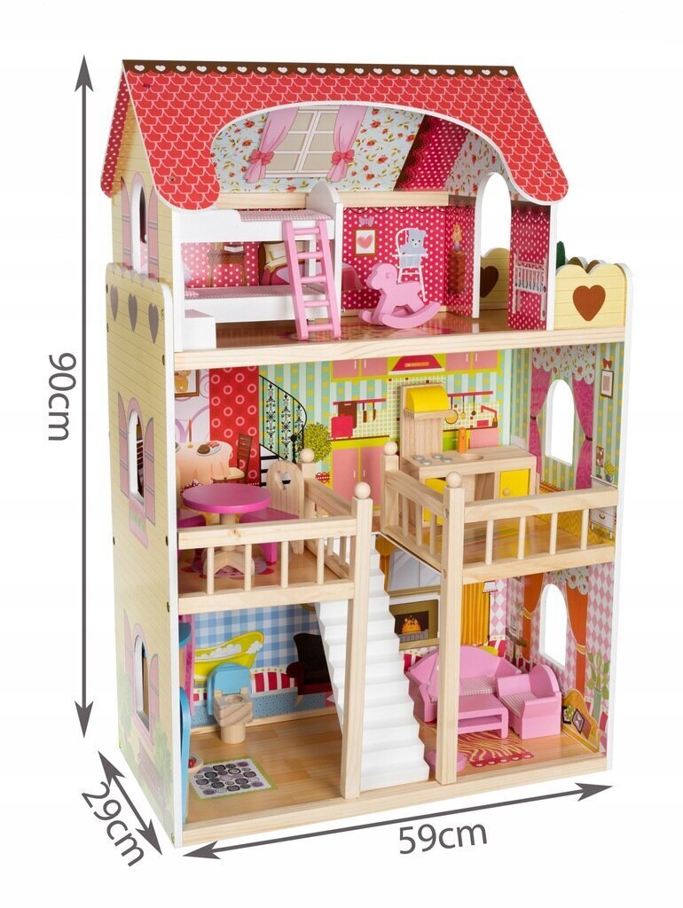 Puidust nukumaja mööbliga Kruzzel цена и информация | Tüdrukute mänguasjad | kaup24.ee