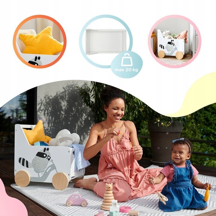 Mänguasjade hoiukäru Kinderkraft, 35x55,5 cm, valge hind ja info | Arendavad mänguasjad | kaup24.ee