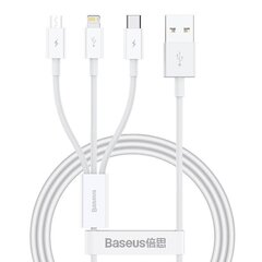 Quick Charge USB to M+L+C  Baseus Superior Data 3.5A 1m (White) цена и информация | Кабели для телефонов | kaup24.ee