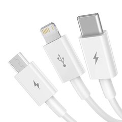 Quick Charge USB to M+L+C  Baseus Superior Data 3.5A 0,5m (White) цена и информация | Кабели для телефонов | kaup24.ee