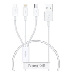 Quick Charge USB to M+L+C  Baseus Superior Data 3.5A 0,5m (White) цена и информация | Borofone 43757-uniw | kaup24.ee