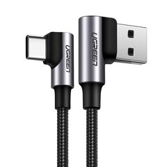 Angle cable USB to USB-C UGREEN US176, 3A, 0.5m (black) цена и информация | Кабели для телефонов | kaup24.ee