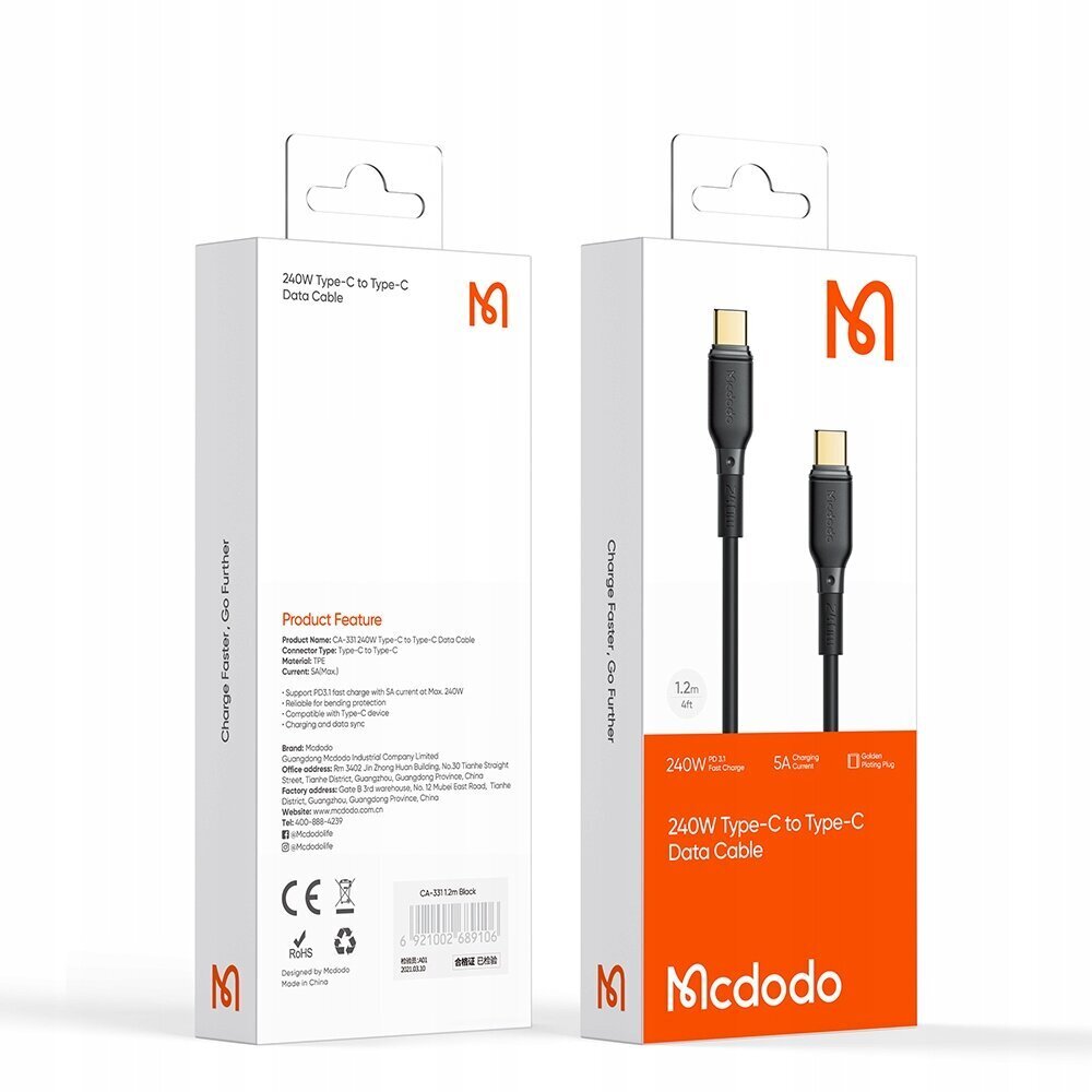 McDodo USB-C, 2m hind ja info | Mobiiltelefonide kaablid | kaup24.ee
