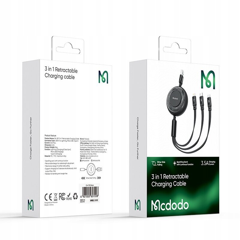 Mcdodo 3in1 CA-3570 hind ja info | Mobiiltelefonide kaablid | kaup24.ee