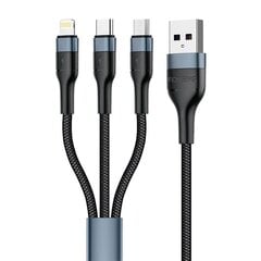 Foneng Foneng X51 3in1 USB to USB-C / Micro USB / Lightning Cable, 3A, 1 м (черный) цена и информация | Borofone 43757-uniw | kaup24.ee