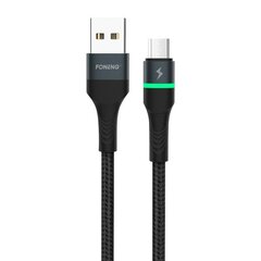 Foneng Кабель Foneng X79 USB-USB-C, LED, в оплетке, 66 Вт, 1 м (черный) цена и информация | Кабели для телефонов | kaup24.ee