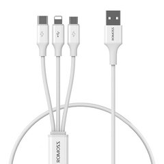 Romoss Romoss CB251V 3in1 USB-C / Lightning / Micro 3.5A 1.2м USB-кабель (белый) цена и информация | Кабели для телефонов | kaup24.ee