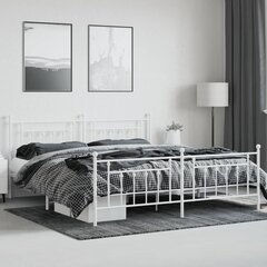 vidaXL metallist voodiraam peatsi ja jalutsiga, valge, 200 x 200 cm hind ja info | Voodid | kaup24.ee