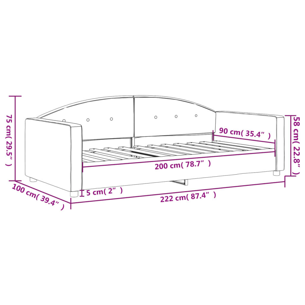 vidaXL päevavoodi, kollane, 90 x 200 cm, samet hind ja info | Voodid | kaup24.ee