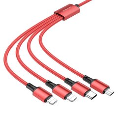 Borofone Cable BX72 4 in 1 - USB to 2xType C, Micro USB, Lightning - 2A 1 metre red цена и информация | Кабели для телефонов | kaup24.ee