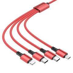 Borofone Cable BX72 4 in 1 - USB to 2xType C, Micro USB, Lightning - 2A 1 metre red цена и информация | Кабели для телефонов | kaup24.ee