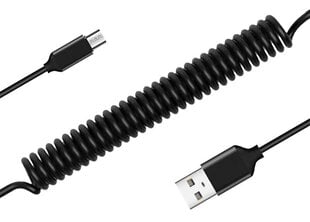 Cable coiled  - USB to Micro USB - 2A 1 metre black цена и информация | Кабели для телефонов | kaup24.ee