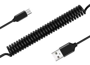 Cable coiled  - USB to Type C - 66W 5A 1 metre black цена и информация | Кабели для телефонов | kaup24.ee