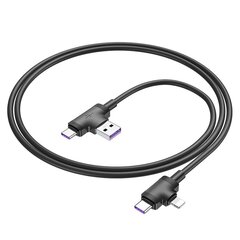 Borofone Cable BX73 4 in 1 - USB + Type C to Type C + Lightning - 5A 1 metre black цена и информация | Borofone 43757-uniw | kaup24.ee