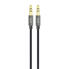 AUX cable mini jack 3.5mm to mini jack 3.5mm Budi, 1.2m (black) цена и информация | Кабели для телефонов | kaup24.ee